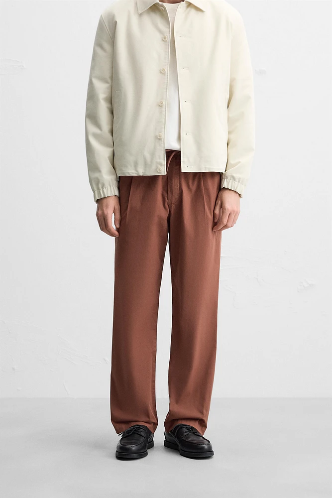 PLEATED POPLIN PANTS
