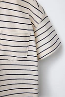 WOVEN STRIPE POCKET T-SHIRT