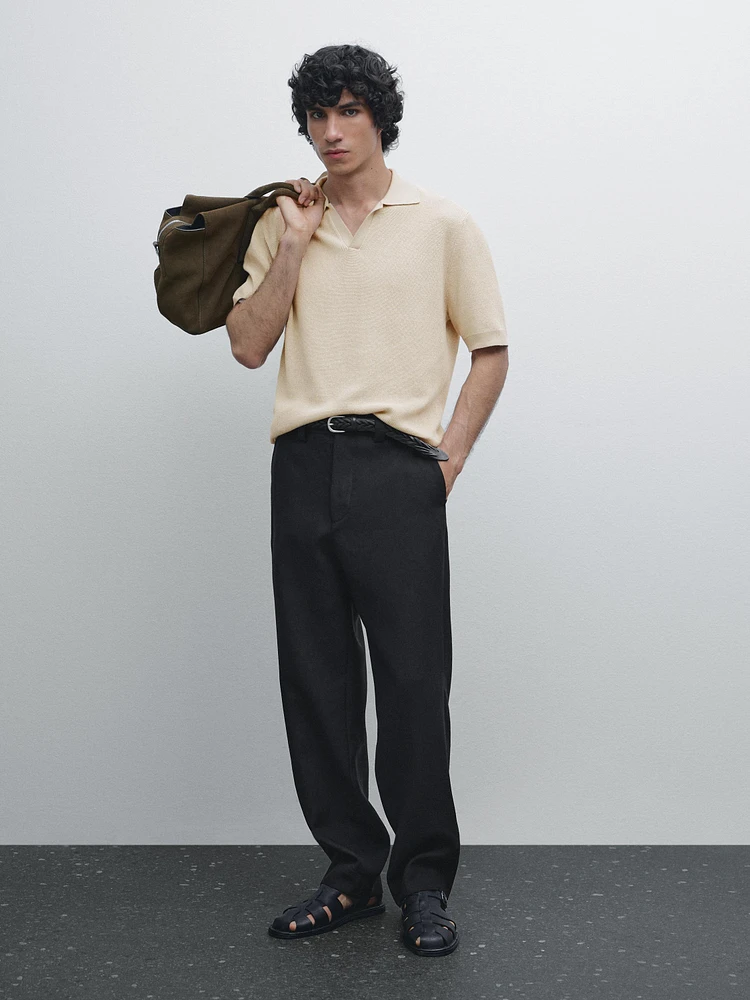 100% cotton contrast polo sweater