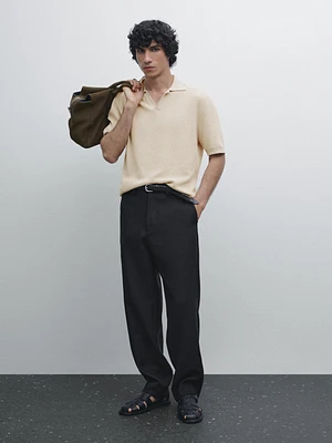 100% cotton contrast polo sweater