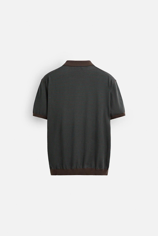 POLO EN MAILLE JACQUARD À RAYURES