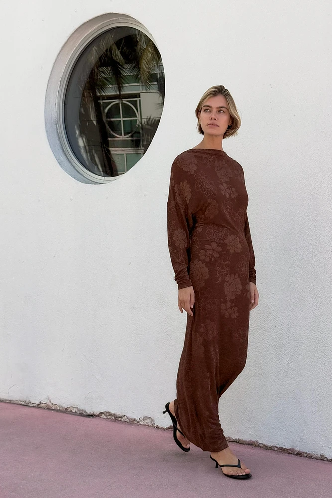 OPEN BACK JACQUARD DRESS