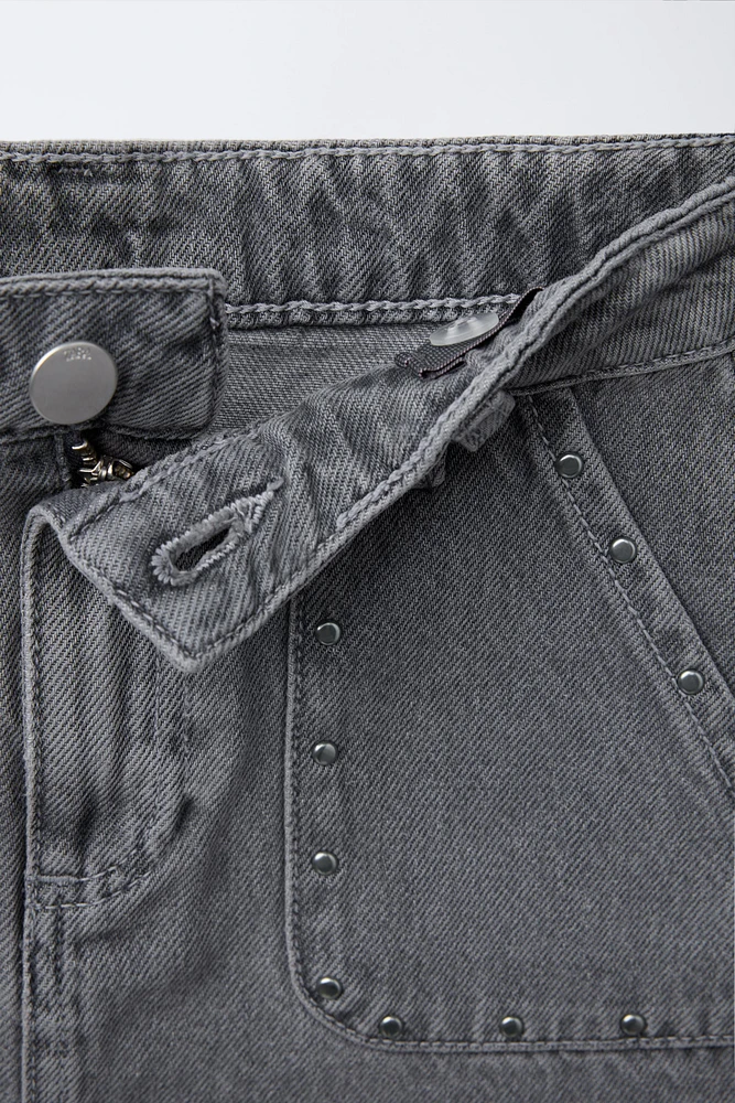 STUDDED DENIM SKIRT