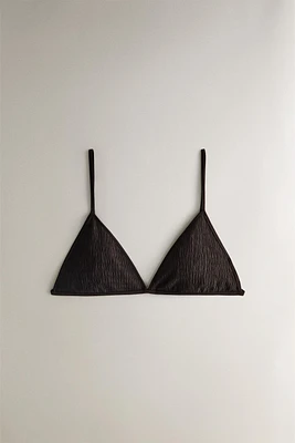 SMOCKED FABRIC BIKINI TOP