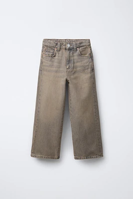 DISTRESSED EFFECT WIDE LEG JEANS