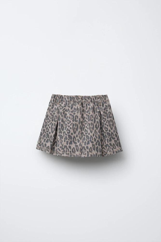 ANIMAL PRINT TWILL SKIRT