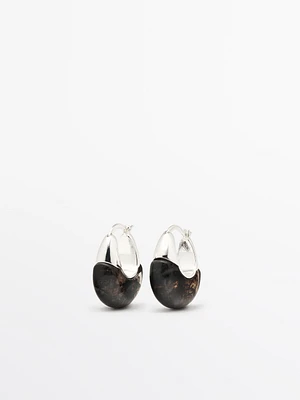 Ring earrings with natural stone