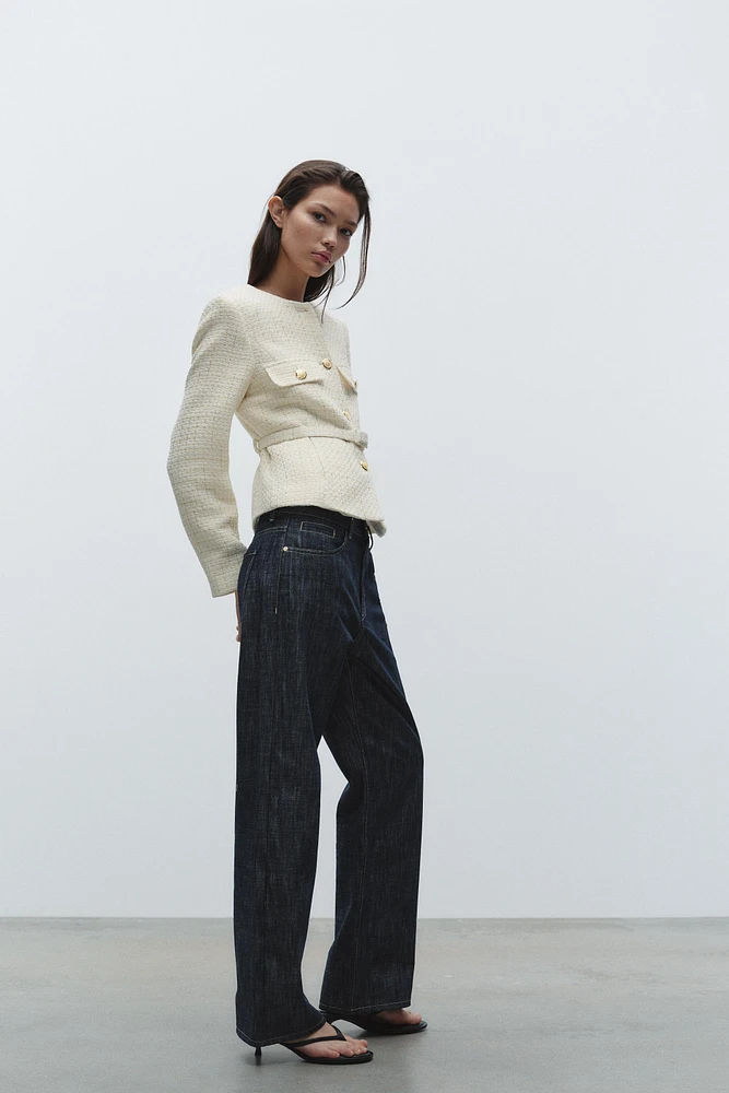 BELTED TEXTURED BLAZER
