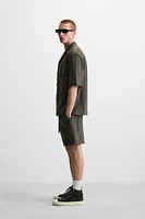 TEXTURED EMBROIDERED SHORTS