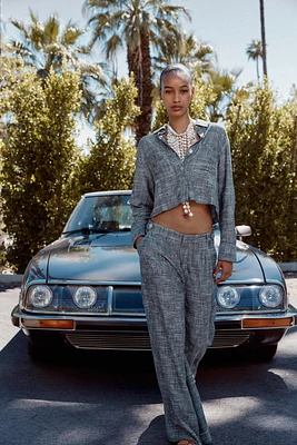 PLEATED WIDE LEG PANTS
