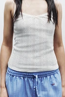 LACE TRIM POINTELLE TOP