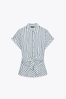 CHEMISE À RAYURES NŒUD AVEC LIN