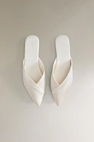 PLEATED SATEEN MULE SLIPPERS