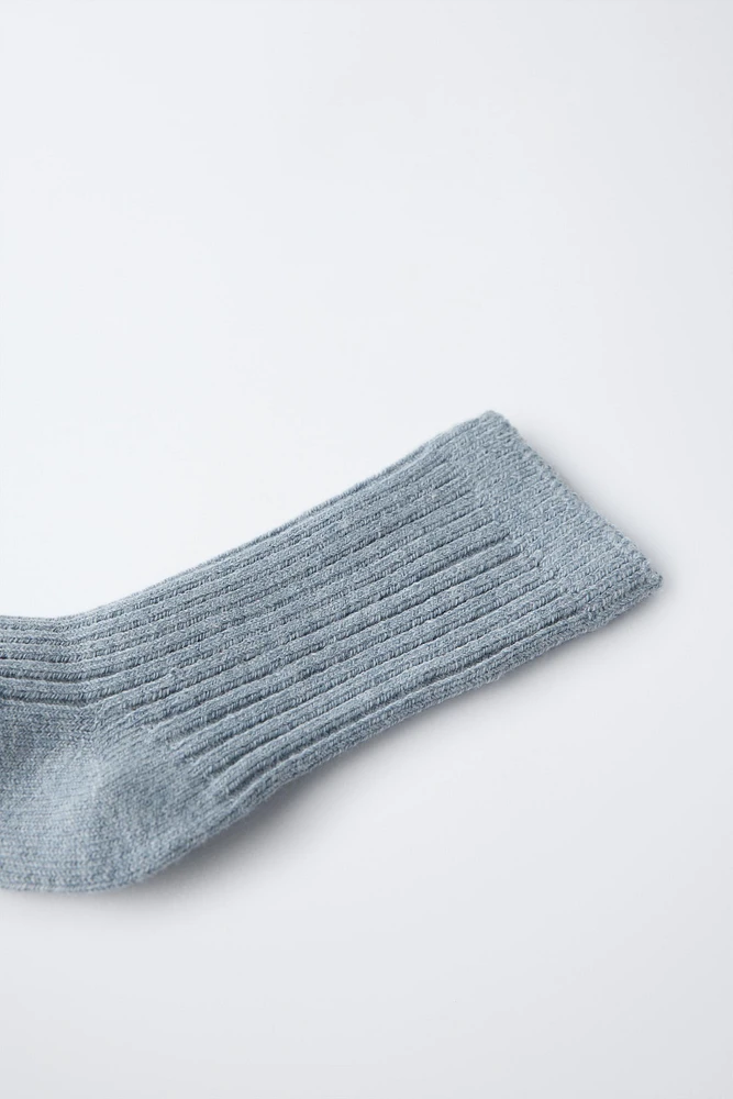 RIBBED COTTON AND SILK SOCKS