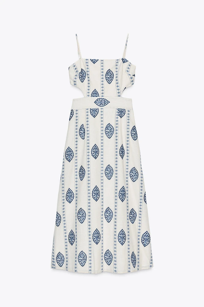 ROBE MI-LONGUE BRODÉE CUT OUT