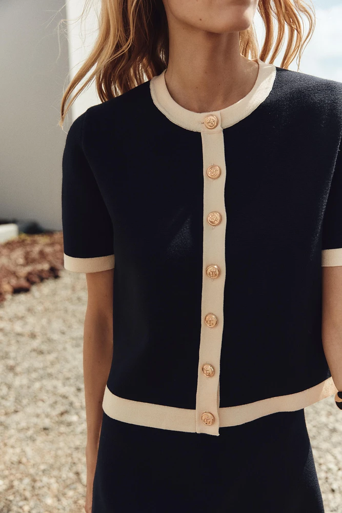 KNIT CARDIGAN WITH SHORT SLEEVES