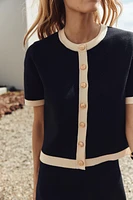 KNIT CARDIGAN WITH SHORT SLEEVES