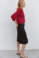 KNIT CARDIGAN WITH ELBOW-LENGTH SLEEVES