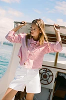 STRIPED HIGH NECK SHIRT
