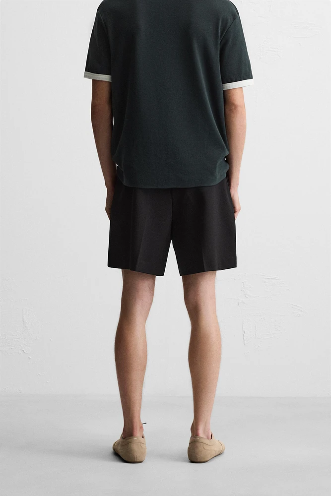REGULAR FIT DRAWSTRING BERMUDA SHORTS