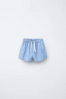 STRIPED DENIM BERMUDA SHORTS