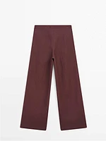 Flowing 100% linen trousers with darts