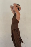 TOP HALTER DRAPÉ À TEXTURE
