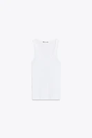 SLEEVELESS RIBBED COTTON T-SHIRT