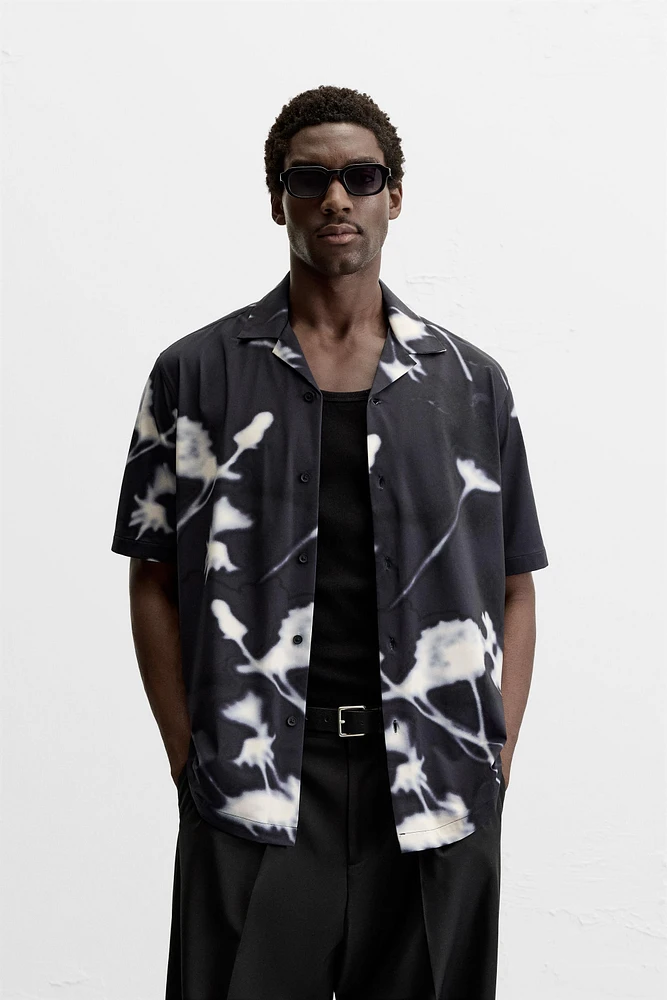 STRETCH FLORAL PRINT SHIRT