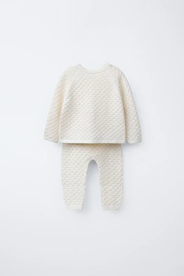 ENSEMBLE EN MAILLE DE COTON ET SOIE