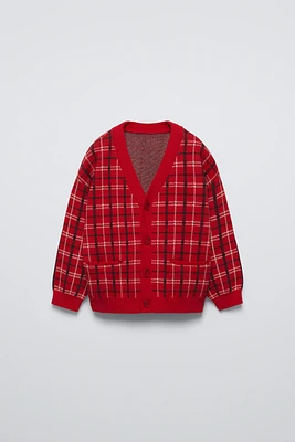 PLAID KNIT JACKET