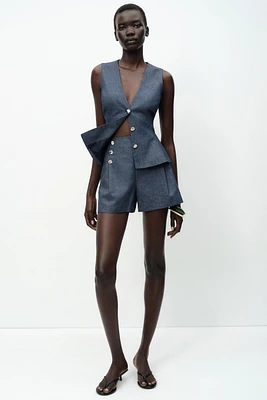 GILET PEPLUM EN LIN