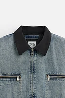 CONTRAST COLLAR DENIM JACKET