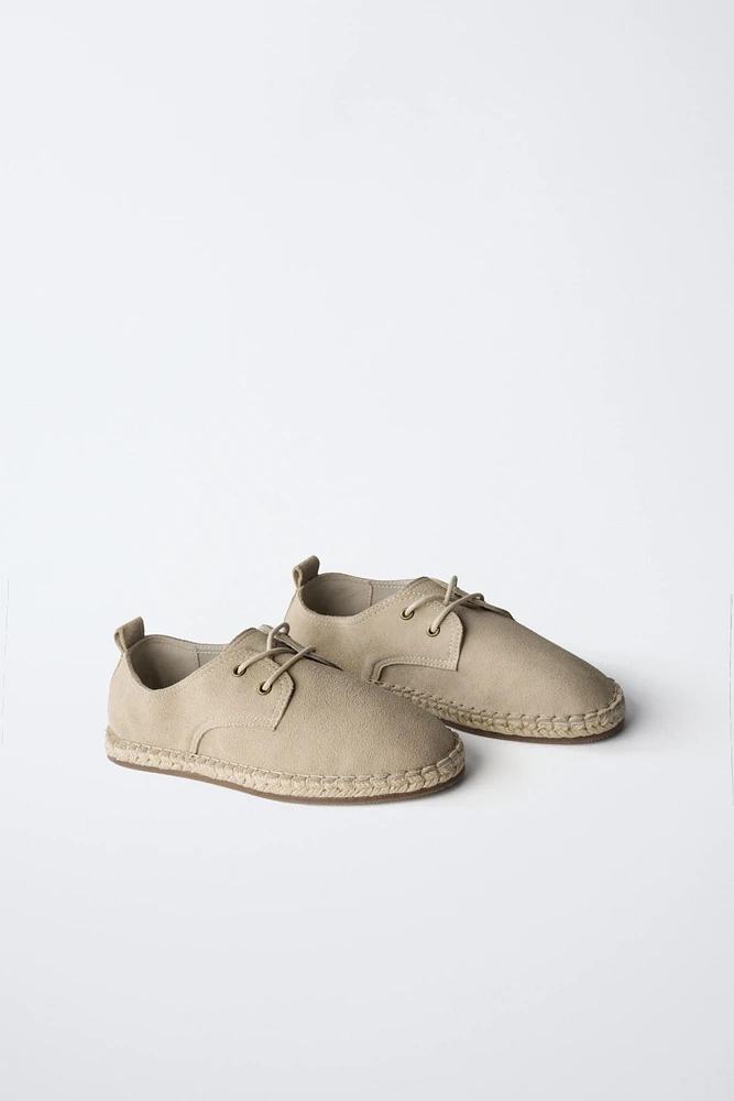 LEATHER JUTE DERBY SHOES