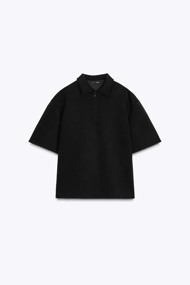 ZIP POLO COLLAR TOP