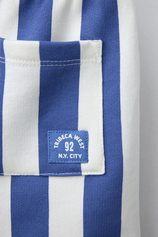 STRIPED STRAIGHT PLUSH SHORTS
