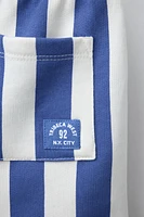 STRIPED STRAIGHT PLUSH SHORTS
