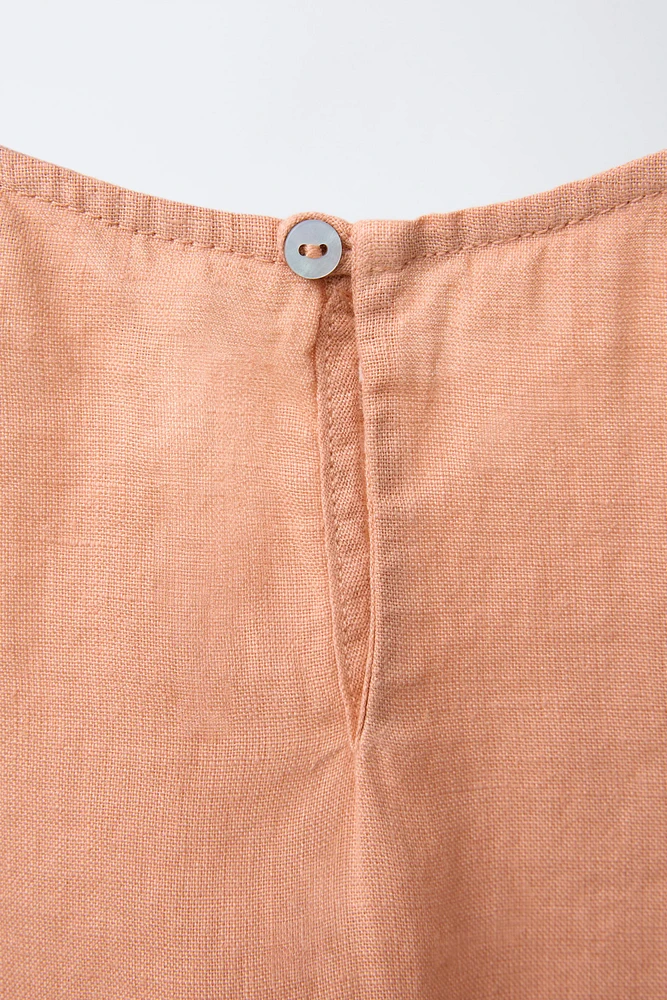 100% LINEN PEPLUM BLOUSE