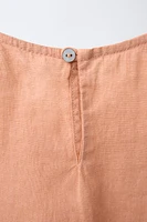 100% LINEN PEPLUM BLOUSE