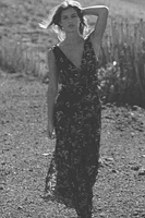LONG FLORAL TULLE DRESS