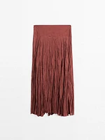 Long 100% cotton pleated skirt