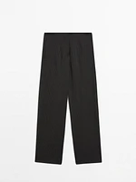 Pantalon de tailleur à rayures coton mélangé
