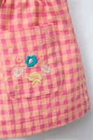 EMBROIDERED PLAID SHORTS