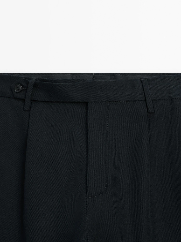 Pantalon à pinces en coton mélangé