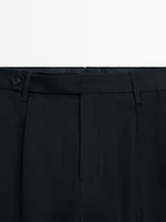 Pantalon à pinces en coton mélangé
