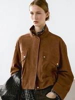 Nubuck suede leather bomber jacket