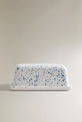 SPLATTERED STONEWARE BUTTER DISH