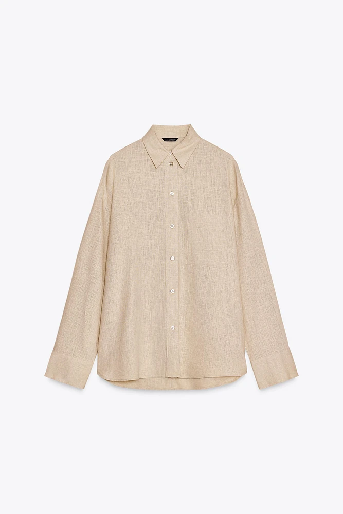 OVERSIZED LINEN BLEND SHIRT