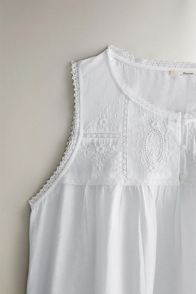 CHEMISE DE NUIT COTON BRODERIES