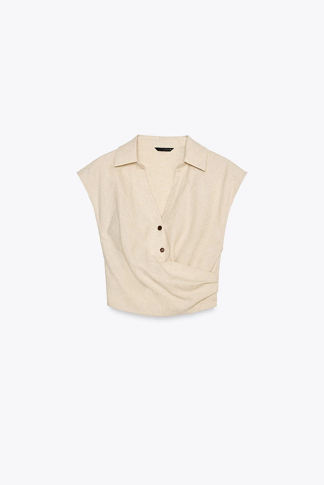PLEATED LINEN TOP